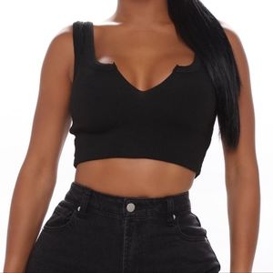 Fashion Nova Notched Tank Top Black